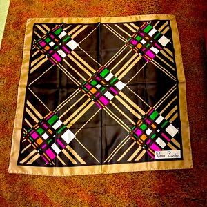 Pierre Cardin Brown, Gold Geometric Scarf
Approximately 33” square